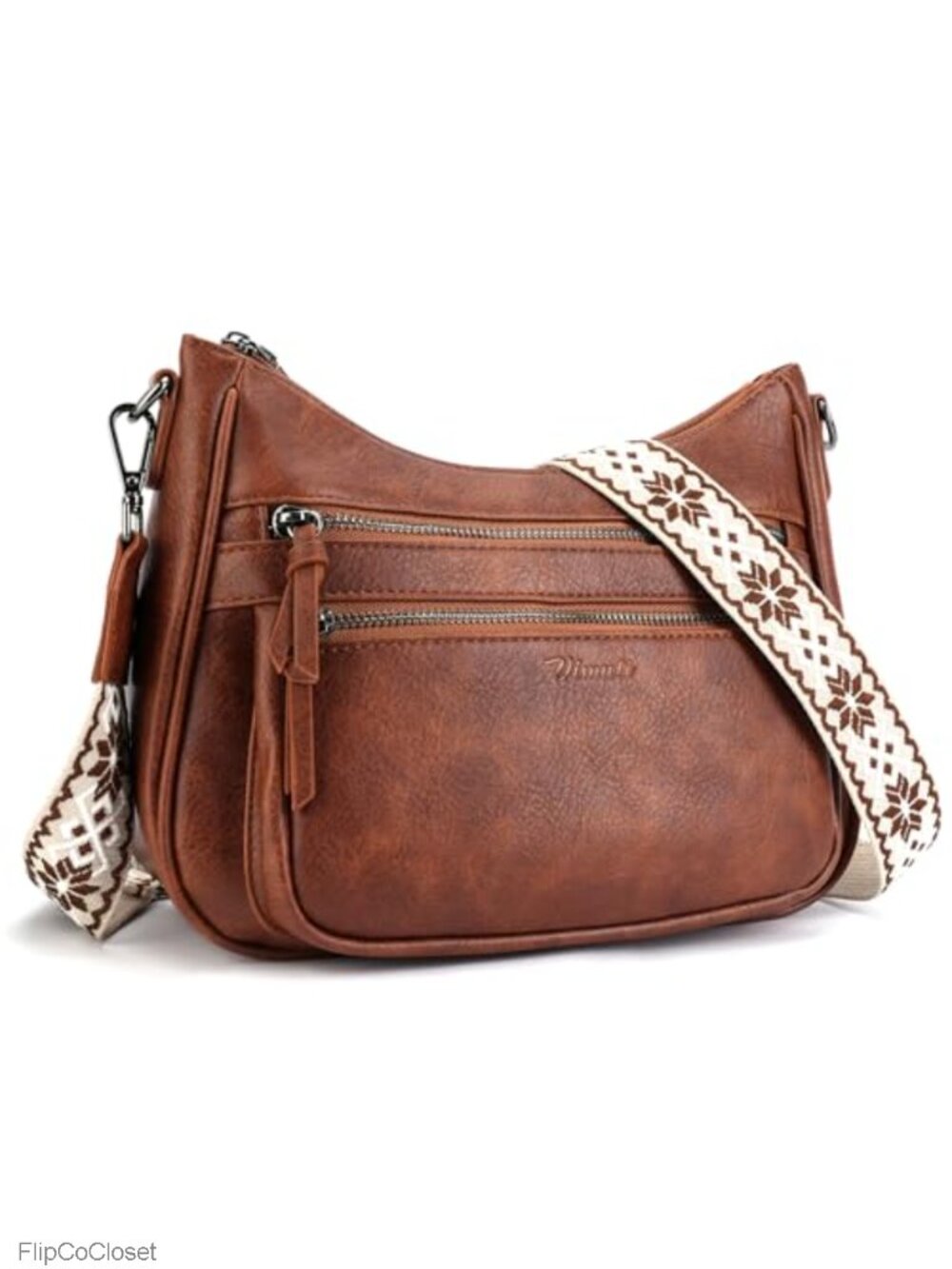 Vegan Leather Crossbody Bag Multi Pocket Shoulder Handbag Travel Purse